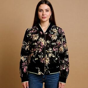 Scotch & Soda Black Floral Bomber Jacket